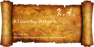 Klinszky Albert névjegykártya