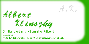 albert klinszky business card